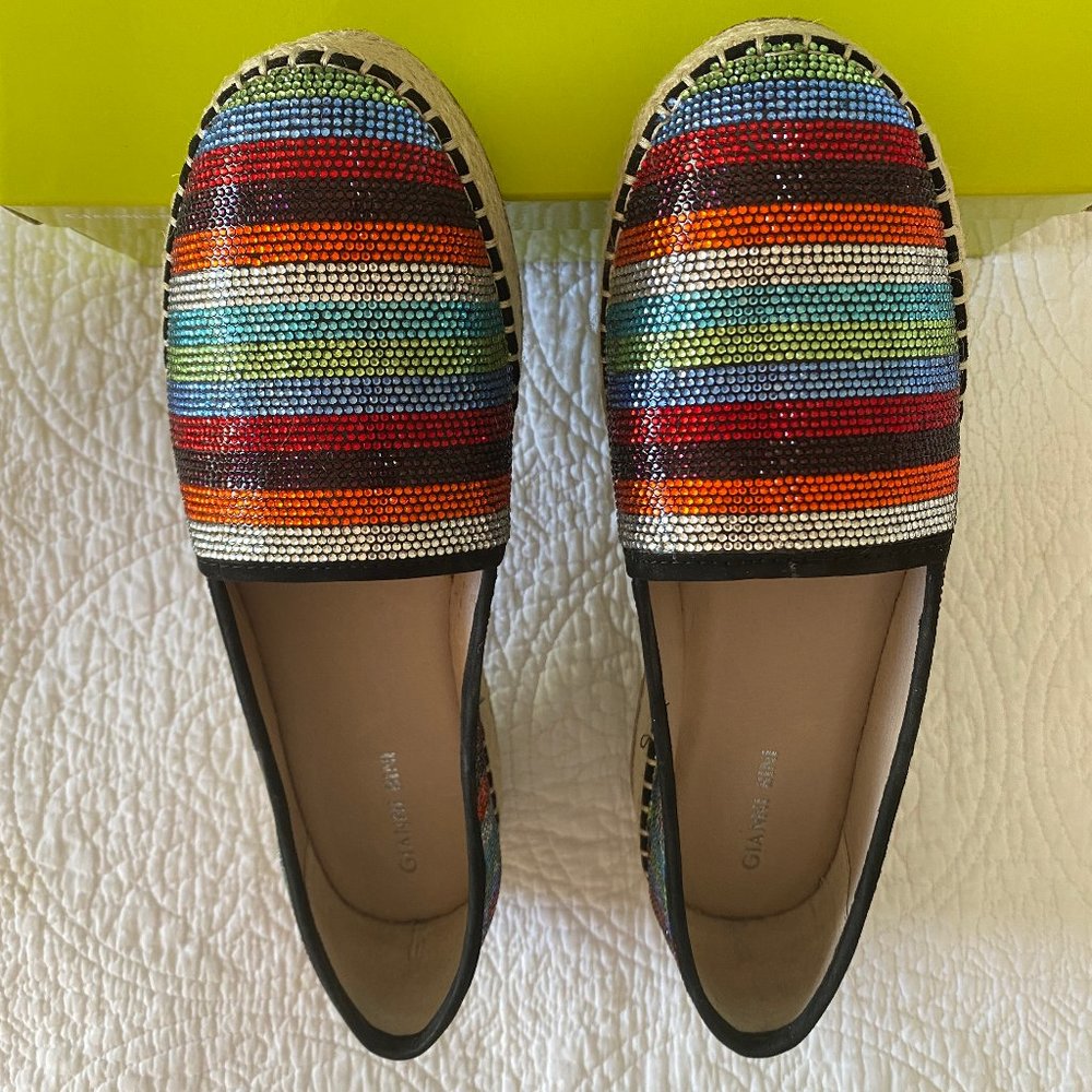 Gianni Bini Bruxie Rainbow Rhinestone Platform Espadrille Size 8.5